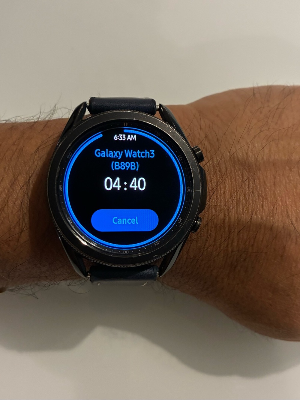 Samsung Galaxy Watch3 Blue and Black Smartwatch with Leather Strap